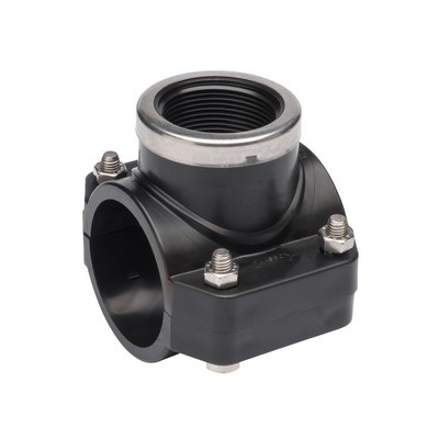 Picture of 90mm x ¾" Plasson 16076 Saddle - single outlet with reinforcing rings - 4 bolts