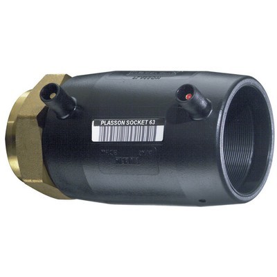 Picture of 32mm x ¾" Plasson EF to Brass Female BSPT Transition Coupler - PE100 black