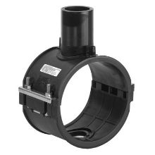 Picture of 125mm x 63mm Plasson EF Branch Spigot Saddle - PE100 black