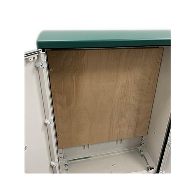 Picture of Green GRP Enclosure c/w double door/backboard/lock. 1154x800x320mm (HxWxD)