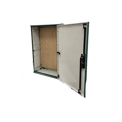 Picture of Green GRP Enclosure c/w single door/backboard/lock. 800x530x245mm (HxWxD)