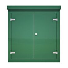 Picture of Green GRP Kiosk c/w double door/backboard/lock. 1515x1400x660mm (HxWxD)