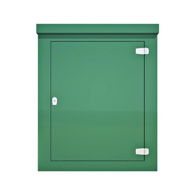 Picture of Green GRP Kiosk c/w single door/backboard/lock. 1150x945x500mm (HxWxD)