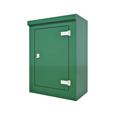 Picture of Green GRP Kiosk c/w single door/backboard/lock. 940x670x380mm (HxWxD)