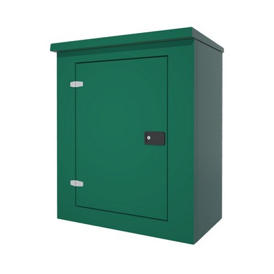Picture of Green GRP Kiosk c/w single door/backboard/lock. 1150x940x470mm (HxWxD)