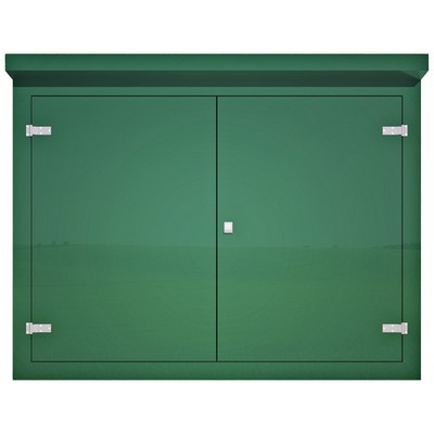 Picture of Green GRP Kiosk c/w double door/backboard/lock. 1585x2020x800mm (HxWxD)