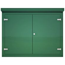 Picture of Green GRP Kiosk c/w double door/backboard/lock. 1585x2020x800mm (HxWxD)