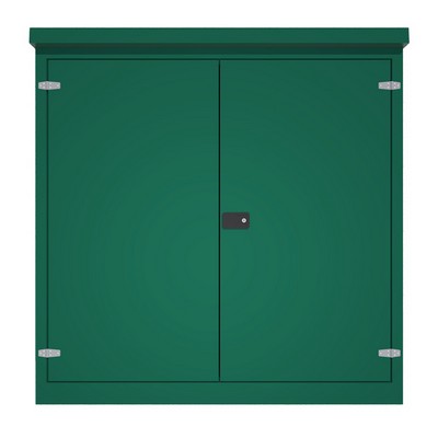 Picture of Green GRP Kiosk c/w double door/backboard/lock. 1700x1750x750mm (HxWxD)