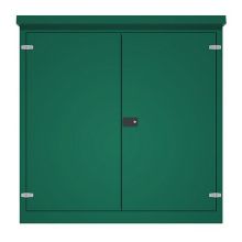 Picture of Green GRP Kiosk c/w double door/backboard/lock. 1700x1750x750mm (HxWxD)