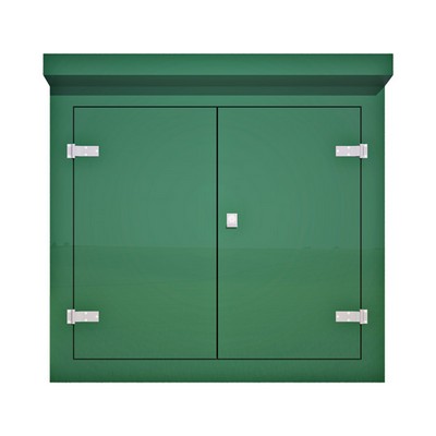 Picture of Green GRP Kiosk c/w double door/backboard/lock. 1270x1065x650mm (HxWxD)