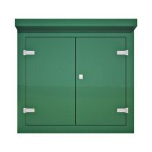 Picture of Green GRP Kiosk c/w double door/backboard/lock. 1270x1065x650mm (HxWxD)