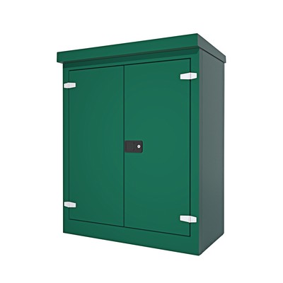 Picture of Green GRP Kiosk c/w double door/backboard/lock. 1260x1000x500mm (HxWxD)