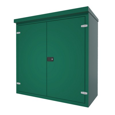 Picture of Green GRP Kiosk c/w double door/backboard/lock. 1505x1500x650mm (HxWxD)
