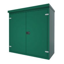 Picture of Green GRP Kiosk c/w double door/backboard/lock. 1505x1500x650mm (HxWxD)