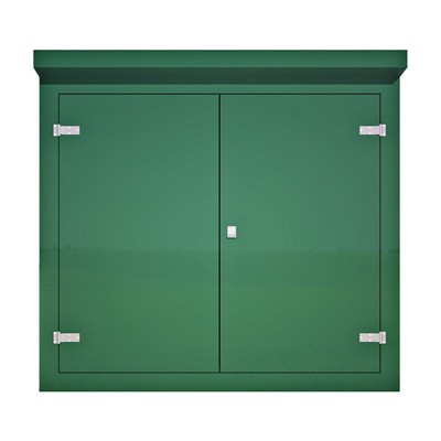Picture of Green GRP Kiosk c/w double door/backboard/lock. 1600x1700x800mm (HxWxD)