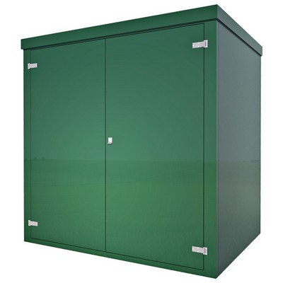 Picture of Green GRP Kiosk c/w walk-in double door/backboard/lock. 2000x2000x1500mm (HxWxD)