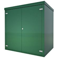 Picture of Green GRP Kiosk c/w walk-in double door/backboard/lock. 2000x2000x1500mm (HxWxD)