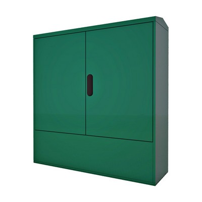 Picture of Green GRP Enclosure c/w double door/backboard/lock. 1115x1060x320mm (HxWxD)