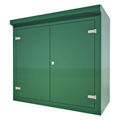 Picture of Green GRP Kiosk c/w double door/backboard/lock. 1600x1700x800mm (HxWxD)
