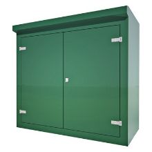 Picture of Green GRP Kiosk c/w double door/backboard/lock. 1600x1700x800mm (HxWxD)