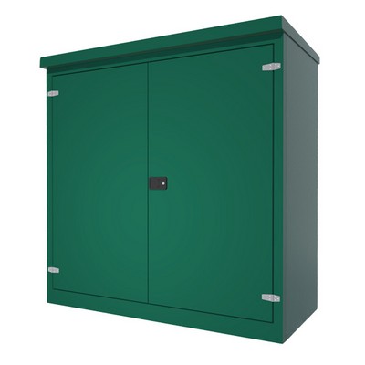 Picture of Green GRP Kiosk c/w double door/backboard/lock. 1700x1750x750mm (HxWxD)