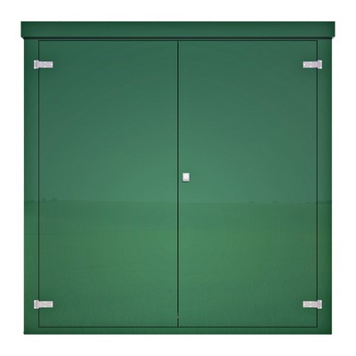 Picture of Green GRP Kiosk c/w walk-in double door/backboard/lock. 2000x2000x1500mm (HxWxD)