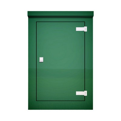Picture of Green GRP Kiosk c/w single door/backboard/lock. 1100x750x400mm (HxWxD)