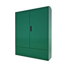 Picture of Green GRP Enclosure c/w double door/backboard/lock. 1460x1130x320mm (HxWxD)