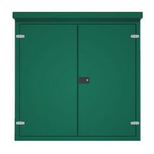 Picture of Green GRP Kiosk c/w double door/backboard/lock. 1505x1500x650mm (HxWxD)