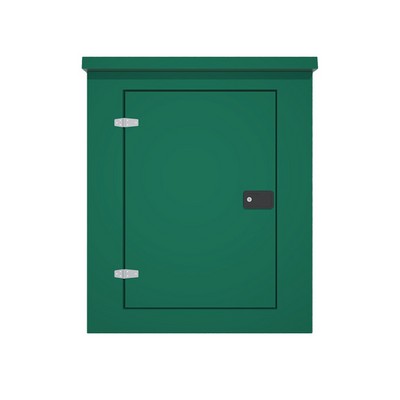 Picture of Green GRP Kiosk c/w single door/backboard/lock. 1150x940x470mm (HxWxD)