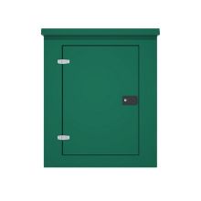 Picture of Green GRP Kiosk c/w single door/backboard/lock. 1150x940x470mm (HxWxD)