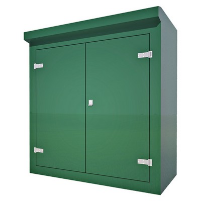 Picture of Green GRP Kiosk c/w double door/backboard/lock. 1515x1400x660mm (HxWxD)