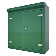 Picture of Green GRP Kiosk c/w double door/backboard/lock. 1515x1400x660mm (HxWxD)