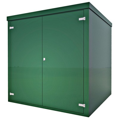 Picture of Green GRP Kiosk c/w walk-in double door/backboard/lock. 2000x2000x2000mm (HxWxD)