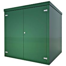 Picture of Green GRP Kiosk c/w walk-in double door/backboard/lock. 2000x2000x2000mm (HxWxD)