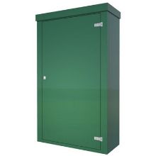Picture of Green GRP Kiosk c/w walk-in double door/backboard/lock. 2000x1200x500mm (HxWxD)