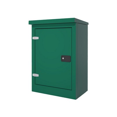 Picture of Green GRP Kiosk c/w single door/backboard/lock. 940x670x340mm (HxWxD)