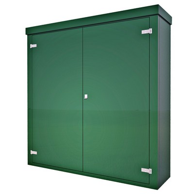 Picture of Green GRP Kiosk c/w walk-in double door/backboard/lock. 2000x2000x500mm (HxWxD)
