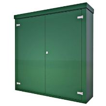 Picture of Green GRP Kiosk c/w walk-in double door/backboard/lock. 2000x2000x500mm (HxWxD)