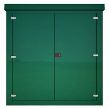 Picture of Green GRP Kiosk c/w walk-in double door/backboard/lock. 2080x2000x500mm (HxWxD)