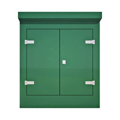 Picture of Green GRP Kiosk c/w double door/backboard/lock. 1270x1065x455mm (HxWxD)