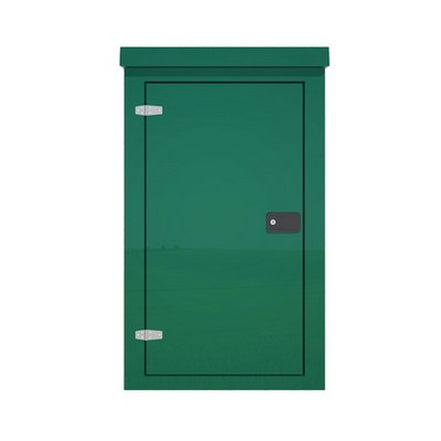 Picture of Green GRP Kiosk c/w single door/backboard/lock. 1260x750x400mm (HxWxD)