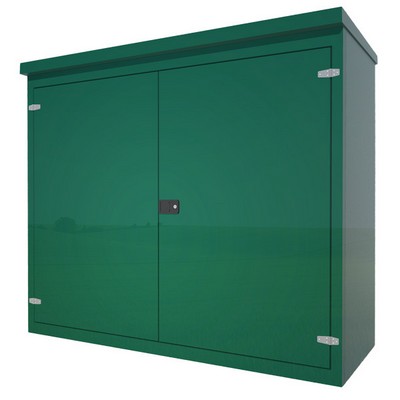 Picture of Green GRP Kiosk c/w double door/backboard/lock. 1700x2000x850mm (HxWxD)