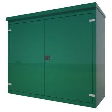 Picture of Green GRP Kiosk c/w double door/backboard/lock. 1700x2000x850mm (HxWxD)