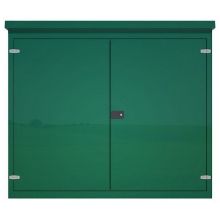 Picture of Green GRP Kiosk c/w double door/backboard/lock. 1700x2000x850mm (HxWxD)