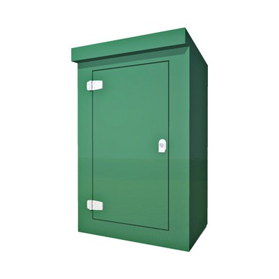 Picture of Green GRP Kiosk c/w single door/backboard/lock. 990x650x450mm (HxWxD)