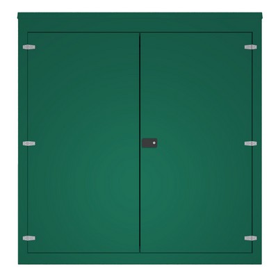 Picture of Green GRP Kiosk c/w walk-in double door/backboard/lock. 2080x2000x1500mm (HxWxD)
