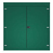 Picture of Green GRP Kiosk c/w walk-in double door/backboard/lock. 2080x2000x1500mm (HxWxD)