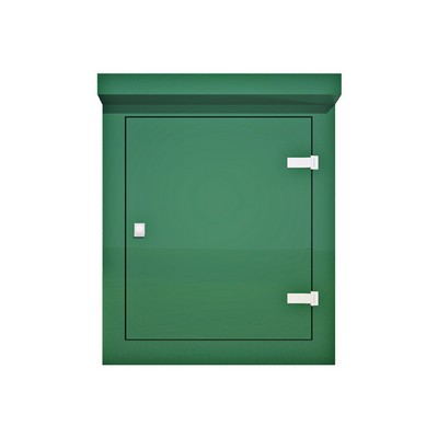 Picture of Green GRP Kiosk c/w single door/backboard/lock. 1160x935x600mm (HxWxD)
