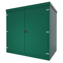 Picture of Green GRP Kiosk c/w walk-in double door/backboard/lock. 2080x2000x1500mm (HxWxD)